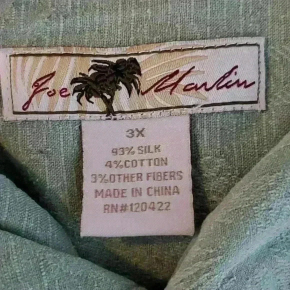 Joe Martin Tropical Green Silk Short Sleeve Button Up Shirt Hawaiian Island 3X - Picture 7 of 9